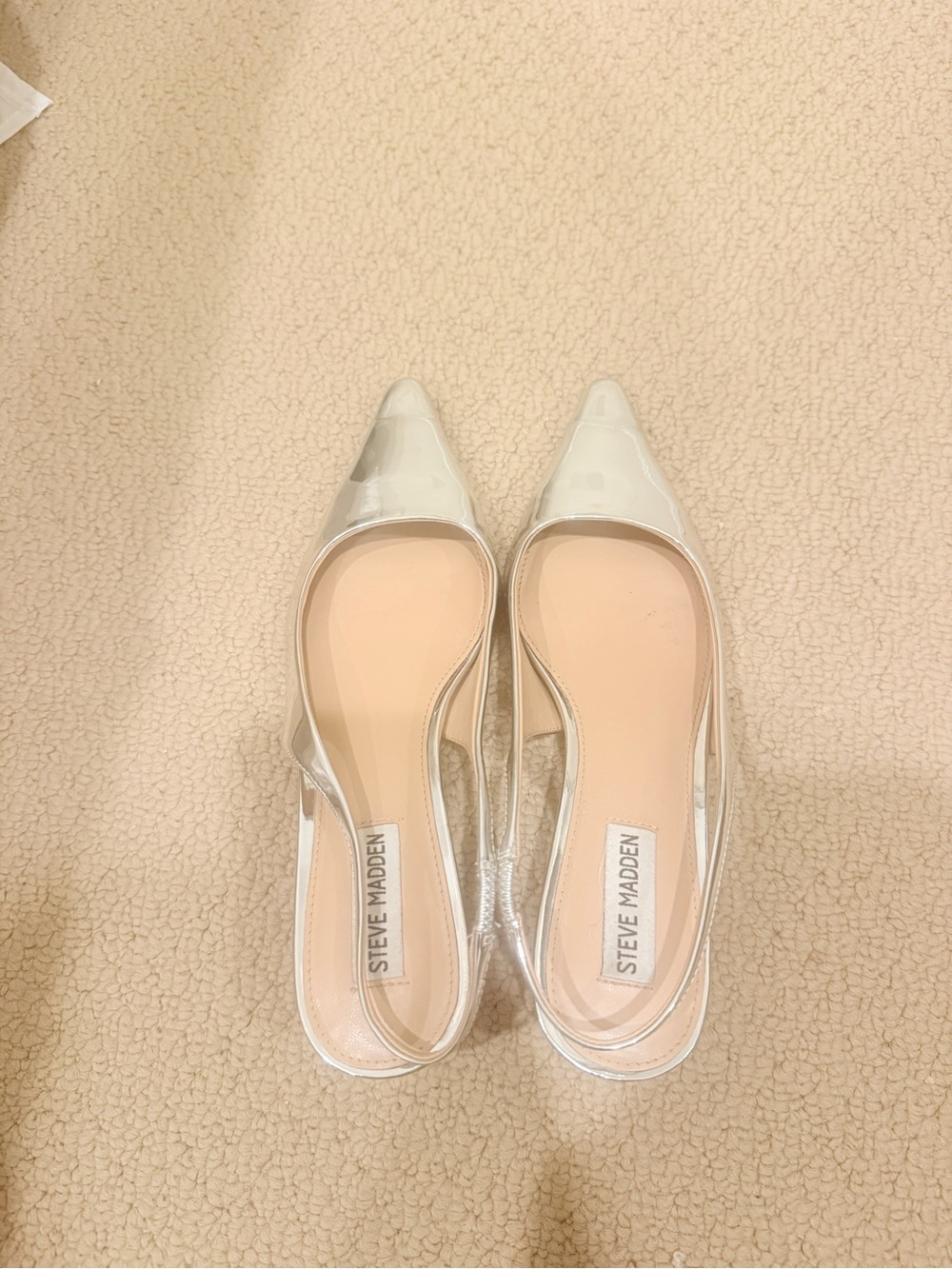 Steve Madden silver Pointed-Toe Slingback kitten heels